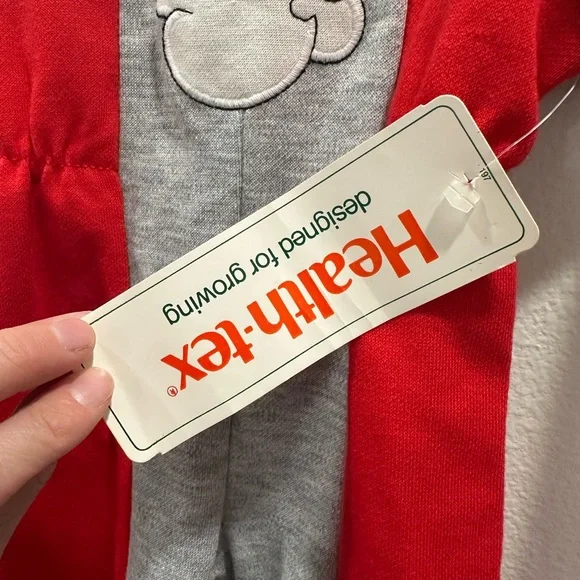 Vintage Healthtex Red and Gray Kids Footie with Koala 90s 9month turtleneck boy - Picture 3 of 6